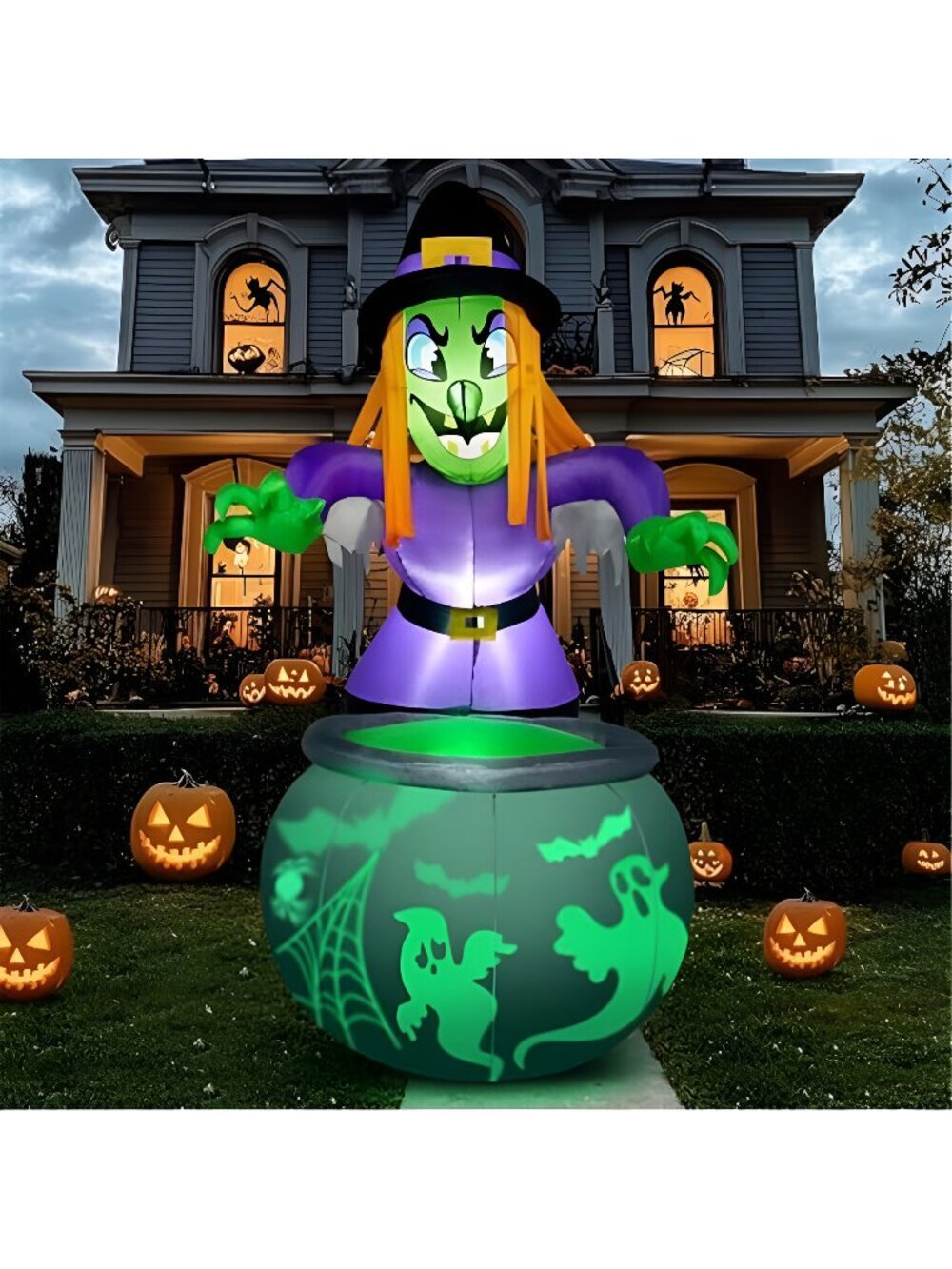 Joiedomi 6 Ft Halloween Inflatable Witch and Cauldron Decoration with
